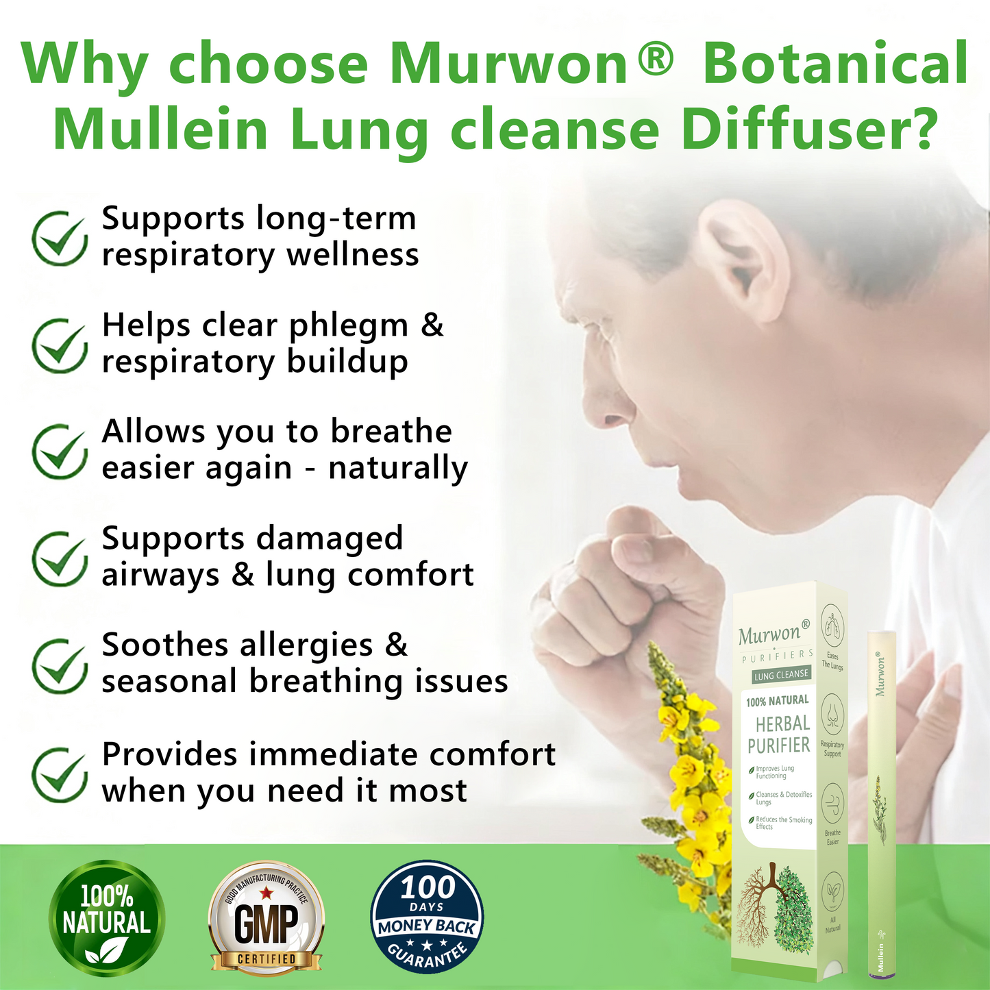 𝐔𝐒 𝐎𝐰𝐧𝐞𝐝 𝐚𝐧𝐝 𝐎𝐩𝐞𝐫𝐚𝐭𝐞𝐝✅ 𝗠𝐮𝐫𝘄𝗈𝗇® 𝐁𝐨𝐭𝐚𝐧𝐢𝐜𝐚𝐥 𝐌𝐮𝐥𝐥𝐞𝐢𝐧 𝐋𝐮𝐧𝐠 𝐂𝐥𝐞𝐚𝐧𝐬𝐞 𝐃𝐢𝐟𝐟𝐮𝐬𝐞𝐫(🫁Cough, Pharyngitis, shortness of breath, sputum, stuffy nose, bronchitis, bronchitis, allergy symptoms, lung discomfort) 💎
